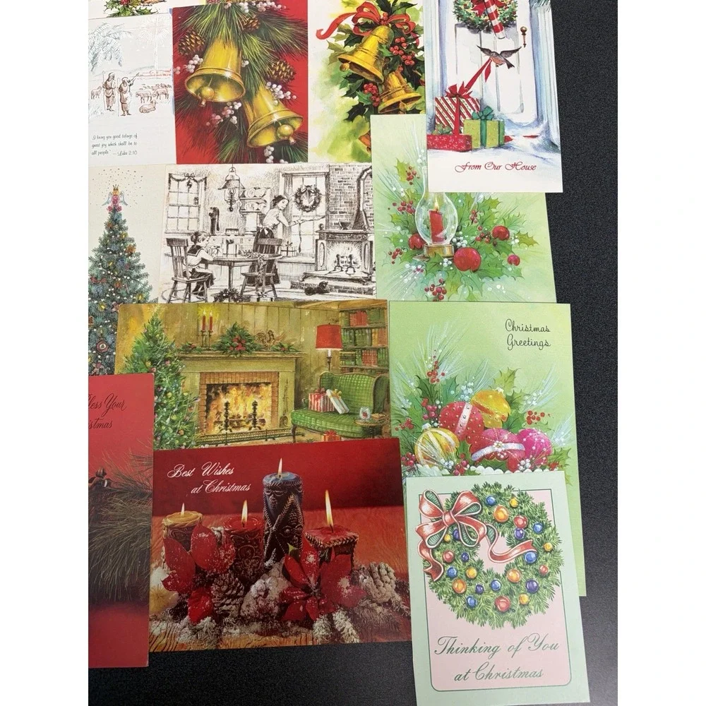 Vintage Christmas Cards Fronts ONLY Traditional Scrapbooking Decoupage Lot 50+